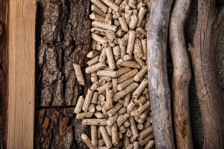 Eco fuel wooden pellets with firewood